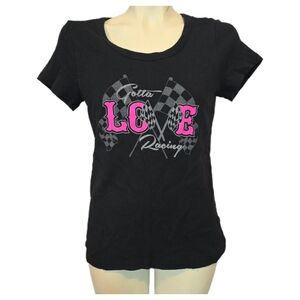 Bella Canvas Black Racing Graphic T-Shirt Size Large